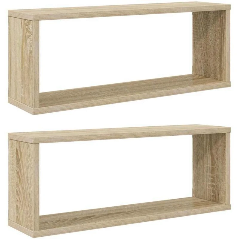 Image of VIDAXL Vidaxl - Wall Cube Shelf 2 pcs Sonoma Oak 60x15x23cm Engineered Wood 8720286595602