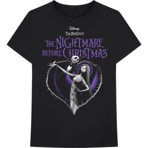 Image of Disney - The Nightmare Before Christmas Purple Heart Unisex Medium T-Shirt - Black