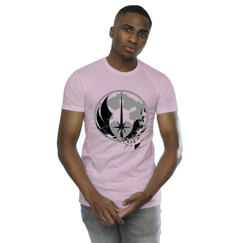 Image of Star Wars Star Wars Men Obi-Wan Kenobi Fractured Logos T-Shirt in Baby Pink Size: Small Baby Pink S Male 5059934440609