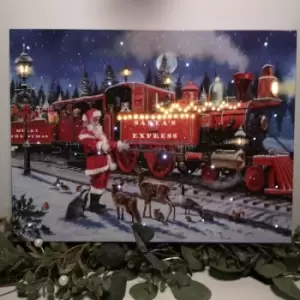 Image of 40 x 30cm Fibre Optic Twinkling Santa Express Christmas Battery Wall Art