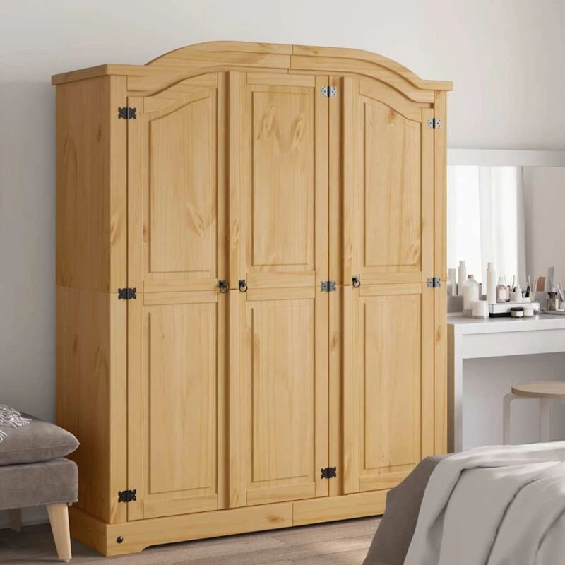 Image of vidaXL Wardrobe Storage Cupboard Cabinet Stand Mexican Pine Corona Range 3 Doors