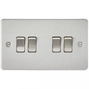 Image of 5 PACK - Flat plate 10AX 4G 2-way switch - brushed chrome