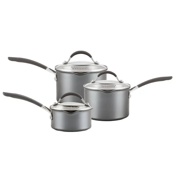 Image of Circulon Scratch Defence A1 Series 3 Piece Saucepan Set Steel (Silver)