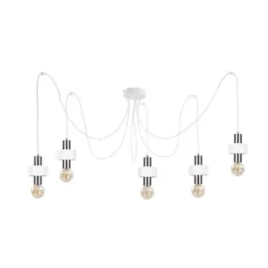 Image of Unica Cluster Pendant Ceiling Light White, Silver, 5x E27