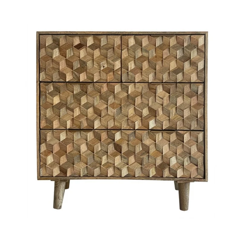 Image of Jaipur Furniture Ltd Geometric 2+2 Drawer Chest of Drawer - Mango Wood - L45 x W90 x H96cm - Mango Light Finish in Brown Brown Unisex