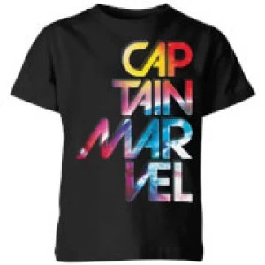 Image of Captain Marvel Galactic Text Kids T-Shirt - Black - 9-10 Years