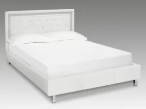 Image of LPD Crystalle 4ft6 Double White Upholstered Faux Leather Bed Frame