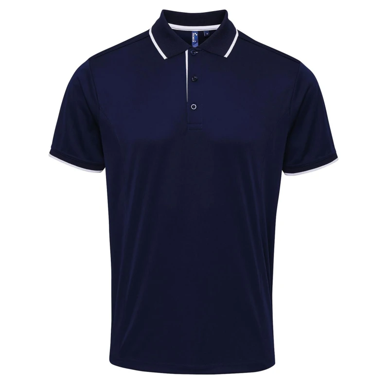 Image of Premier Premier Men Contrast Coolchecker Polo Shirt in Navy Size: Small Navy S Male 5057819087048