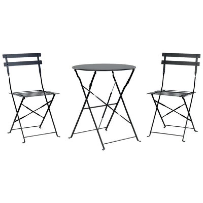 Image of Beliani Bistro Set Folding Fiori Metal Black