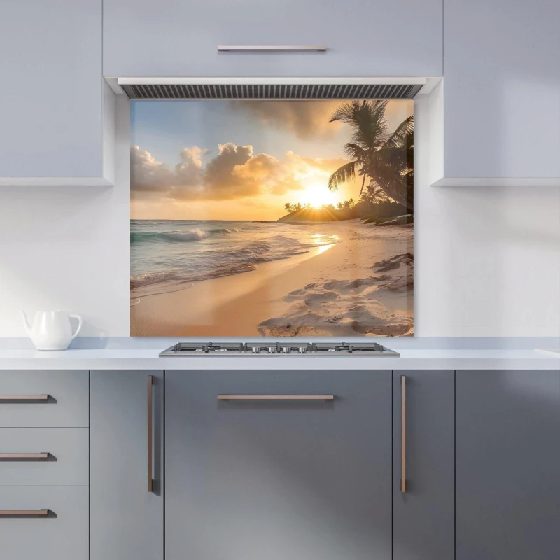 Image of Warren Reed - Designer Sunrise In Paradise Kitchen Splashback Size: 700mm x 650mm Multicolor Unisex 700mm x 650mm