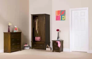 Image of Boston 2 Door 1 Drawer Wardrobe, Dark Brown