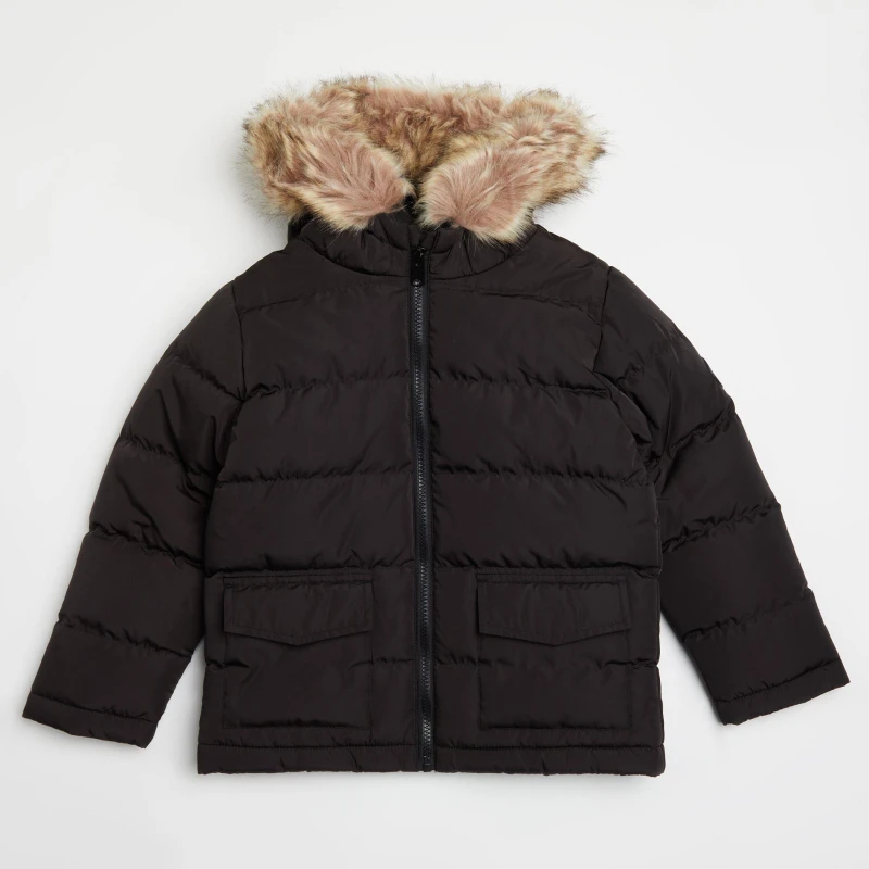 Image of Firetrap Faux Fur Parka Jacket Juniors - Black One Size