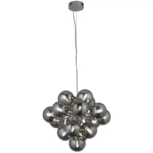 Image of Searchlight Berry 17 Light Pendant, Chrome, Smoked Glass