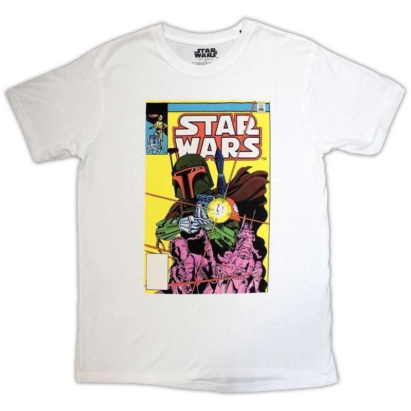 Image of Star Wars Boba Fett Comic Cover T Shirt White unisex
