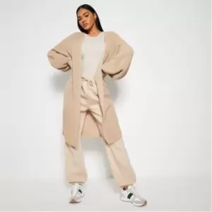 Image of I Saw It First Balloon Sleeve Longline Knitted Cardigan - Brown