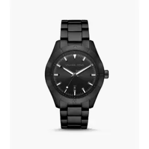 Image of Michael Kors Mens Layton Three-Hand Ip Stainless Steel Watch - Black
