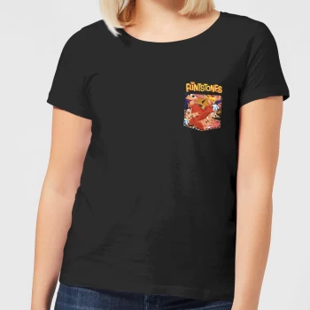 Image of The Flintstones Pocket Pattern Womens T-Shirt - Black - 4XL