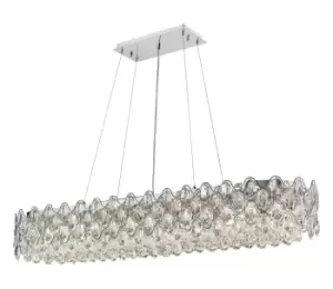 Image of Raina 16 Light Chrome Oblong Crystal Light Bar Pendant Ceiling Light