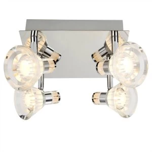 Image of LED 4 Light Ceiling Spotlight Chrome, Clear