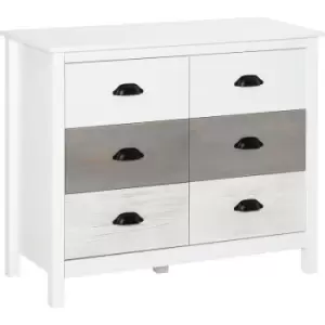 Image of Chest of Drawers Home Bedroom Storage Cabinet 6-Drawer Unit, White Grey - Homcom