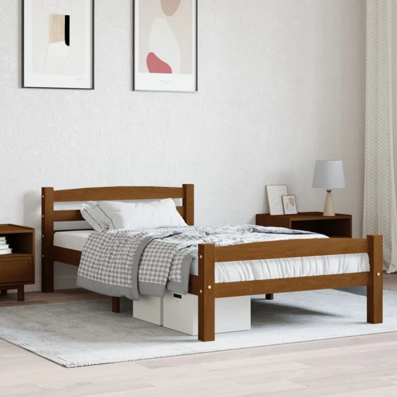 Image of VIDAXL Bed Frame without Mattress Honey Brown Solid Pinewood 100x200cm Vidaxl 8720286327432
