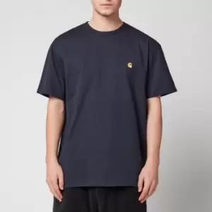Image of Carhartt WIP Mens Chase Crewneck T-Shirt - Dark Navy/Gold - M
