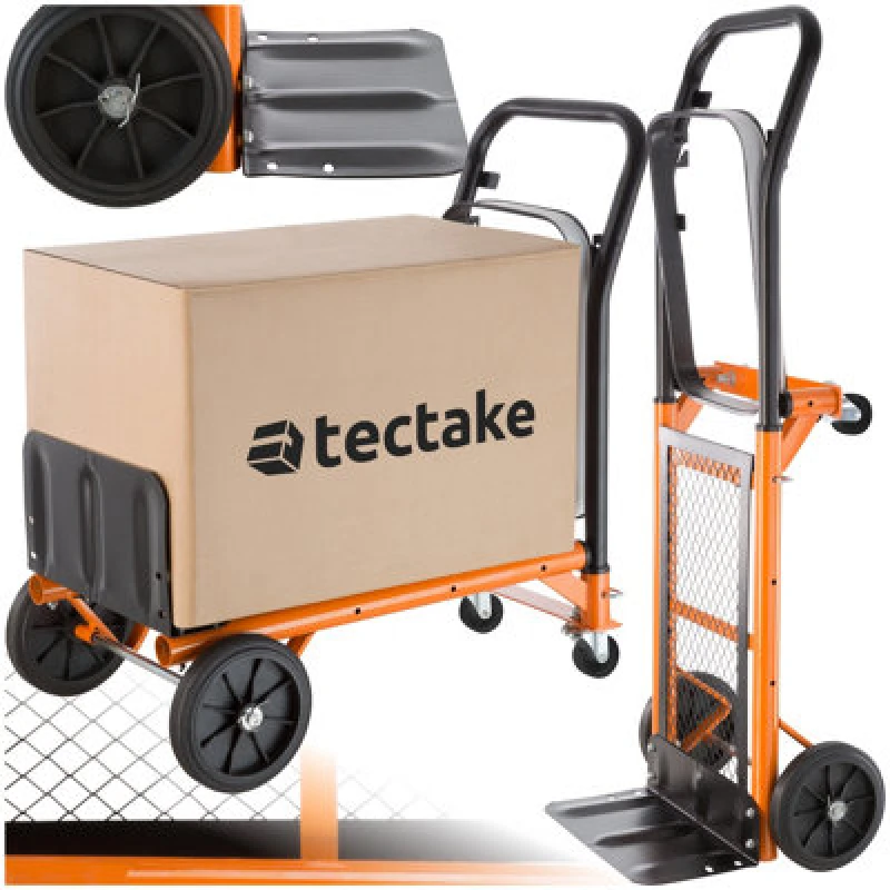Image of Tectake Sack Barrow - 2 In 1 Hand Truck, 80 Kg Load Capacity - Orange