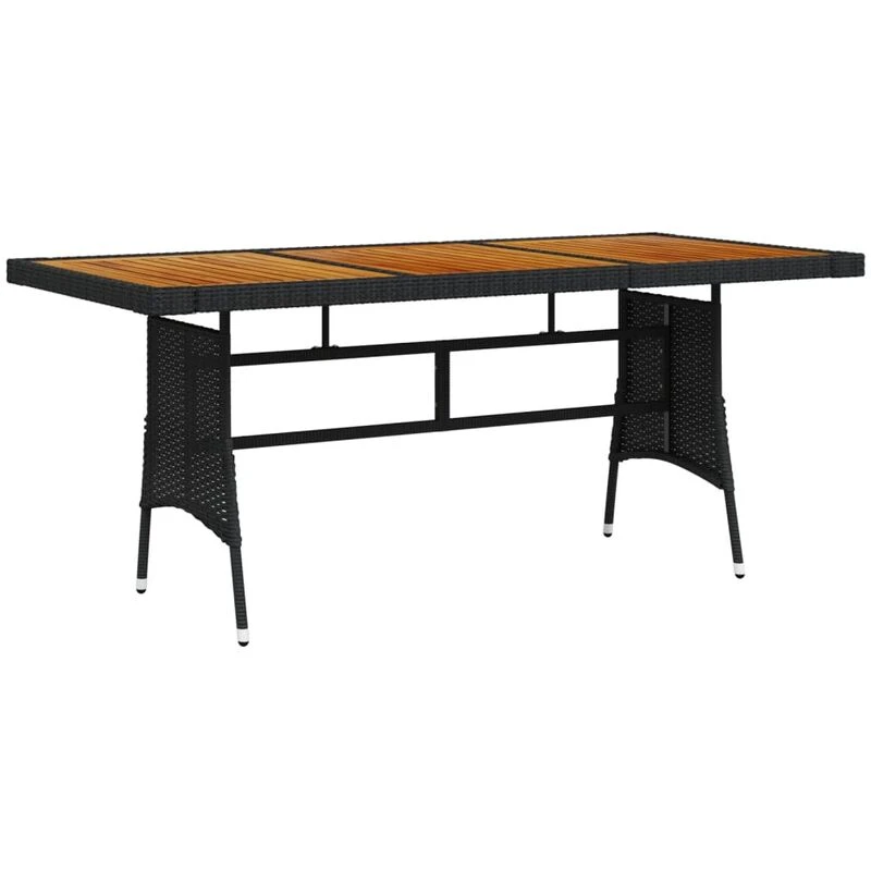 Image of VIDAXL Garden Table Black 160x70x72cm Poly Rattan & Solid Acacia Wood Vidaxl 8720286854051
