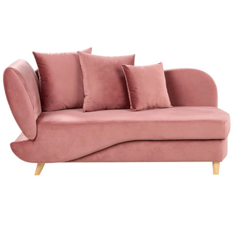Image of Beliani Left-Hand Chaise Lounge Meri Velvet Pink With Storage