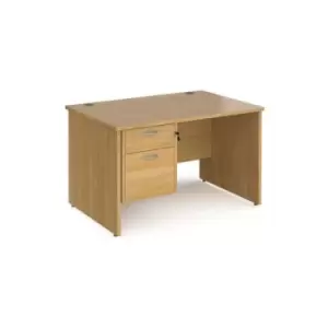 Image of Office Desk Rectangular Desk 1200mm With Pedestal Oak Top And Panel End Leg 800mm Depth Maestro 25 MP12P2O