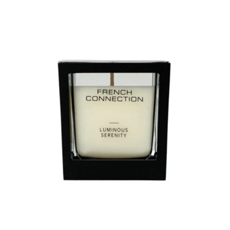 Image of French Connection French Connection Luminous Serenity Candle with Black Wooden Surround Luxury Gift Size: Medium Black Medium Unisex 5056791600146