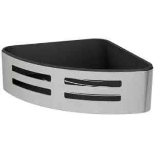 Image of Miller Baskets Classic Corner Shower Tidy With Tray - Chrome And Black - 876C - Chrome / Black