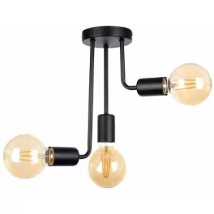 Image of Keter Lighting - Keter Megan Multi Arm Semi Flush Ceiling Light Black, 25cm, 3x E27