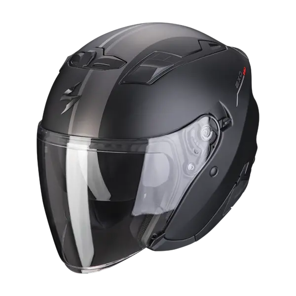 Image of Scorpion EXO-230 SR Matt Black-Silver-Red Jet Helmet Size XS