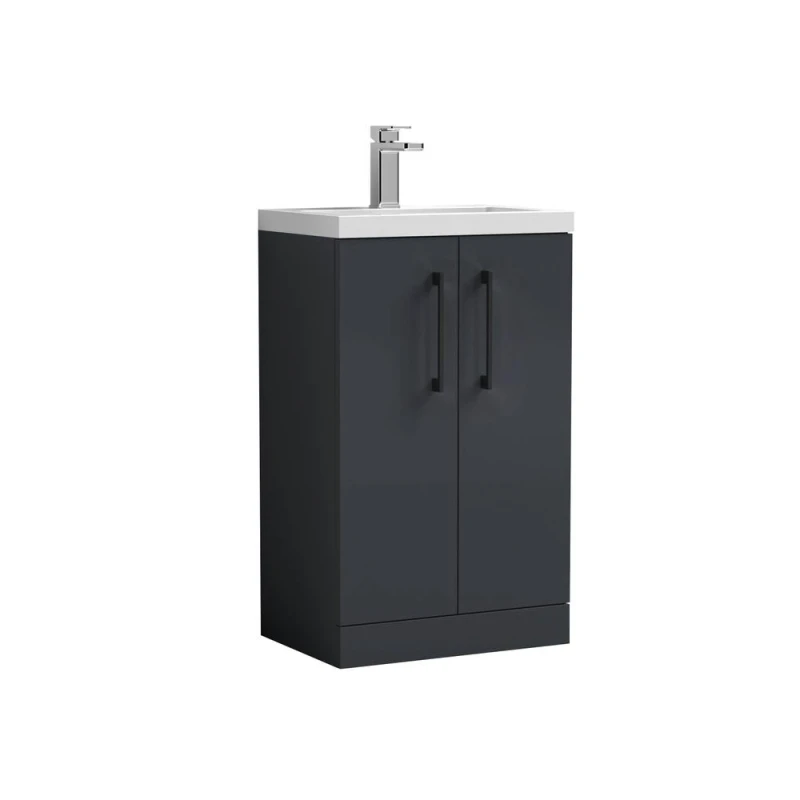 Image of Balterley Bathroom Vanity Basin Unit, Black Handles, 500mm, Dark Grey Black Unisex