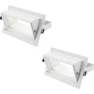 Image of 2 PACK Fully Adjustable Ceiling Downlight - 35W Cool White LED - Matt White