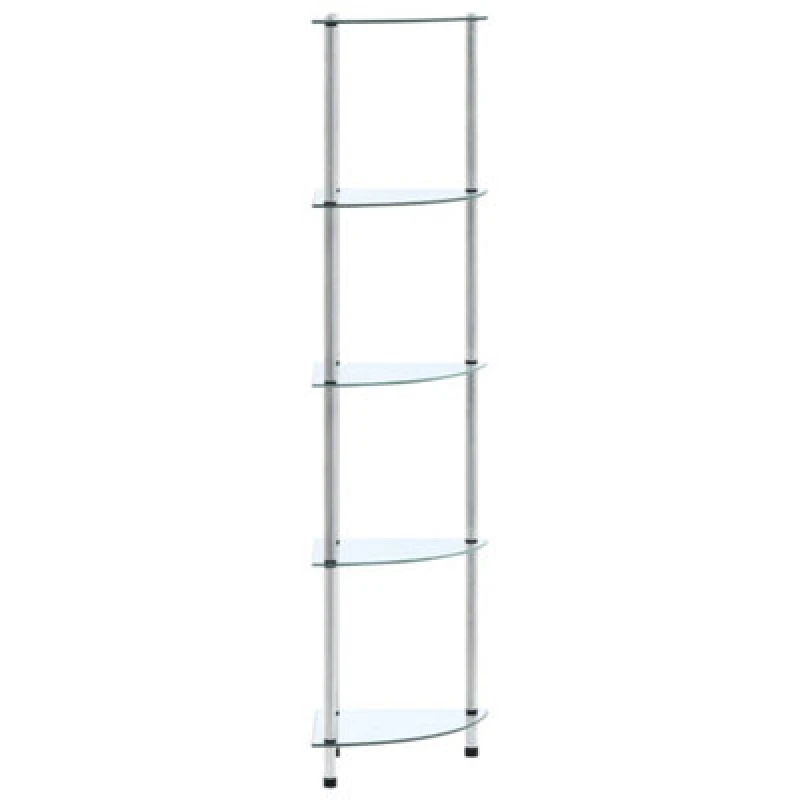 Image of Vidaxl 5-Tier Shelf Transparent 30X30X130 Cm Tempered Glass