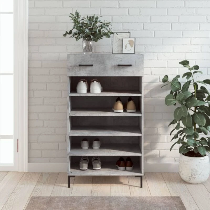 Image of VIDAXL Shoe Cabinet Concrete Grey 60x35x105cm Engineered Wood Vidaxl 8720845430139