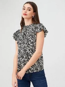 Image of Oasis Smudge Print Shell Top - Mono, Mono, Size 8, Women
