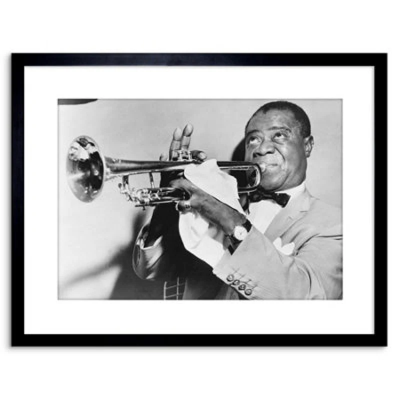 Image of Artery8 Wall Art Print Photo Music Jazz Louis Armstrong Playing Trumpet Artwork Framed 9X7 Inch