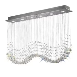 Image of Colorado Ceiling Cluster Pendant Line 6 Light Polished Chrome, Crystal