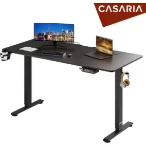 Image of Casaria Height Adjustable Desk With Table Top Electric LCD Display 73-118cm Steel Frame Office Gaming Computer Desk 140cm Grau (de)