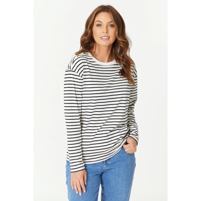 Image of Be You Long Sleeve Stripe T-Shirt - Cream Cream 10
