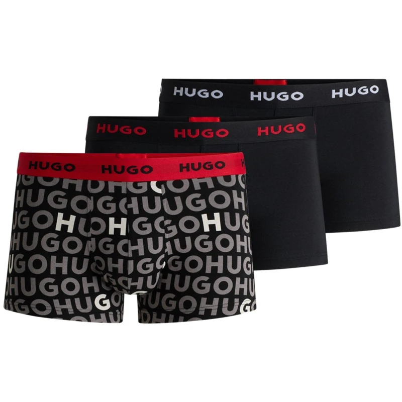Image of Hugo 3 Pack Boxer Shorts - Black 2XL