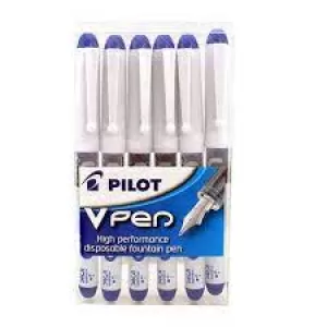 Image of Pilot V Pen Disposable Fountain Pen Black Wallet (Pack 6)