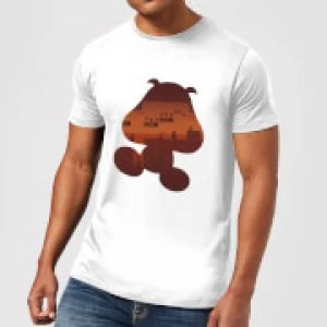Image of Nintendo Super Mario Goomba Silhouette Mens White T-Shirt - M - Light Grey