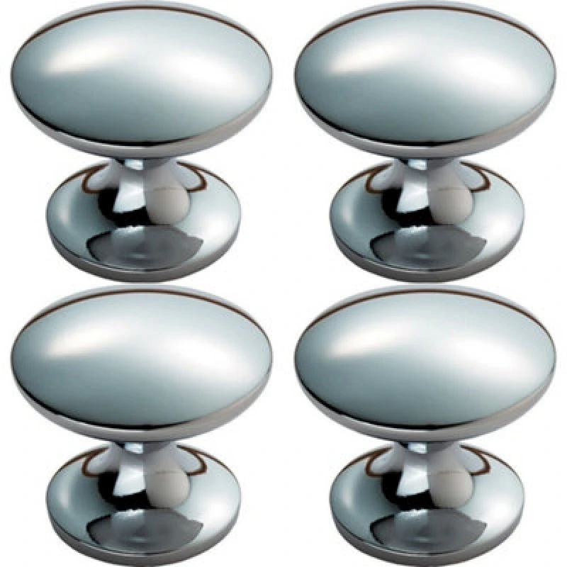 Image of Loops 4x Fingertip Cabinet Door Knob 30mm Diameter Polished Chrome Cupboard Handle Multi unisex