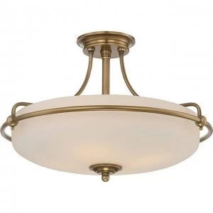 Image of 4 Light Semi Flush Ceiling Light Weathered Brass, E27