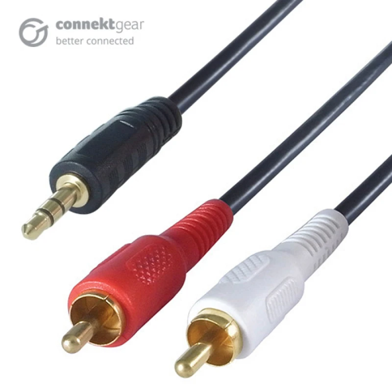 Image of connektgear 5m 3.5mm Stereo to 2 x RCA/Phono Audio Cable - Male to Mal
