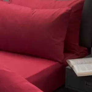 Image of Belledorm Brushed Cotton Extra Deep Fitted Sheet (Single) (Red)